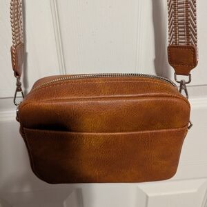Tan With Silver Hardware Crossbody Camera Bag - Minimal Shoulder Bag